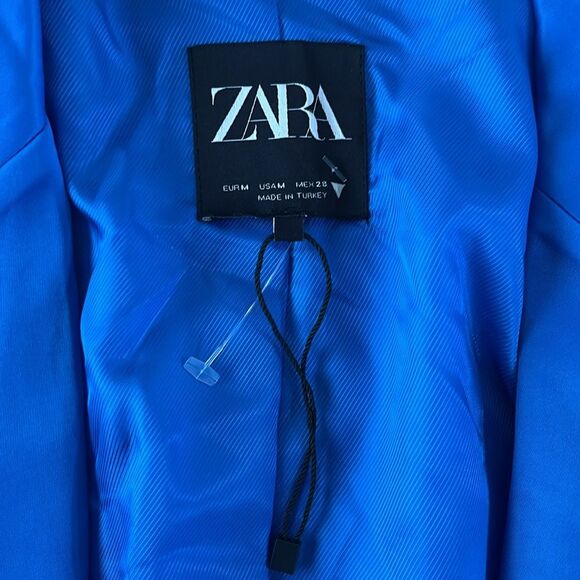 NWOT Zara Bloggers Favorite Satin Cropped Blazer Royal Blue Size M - Picture 8 of 11
